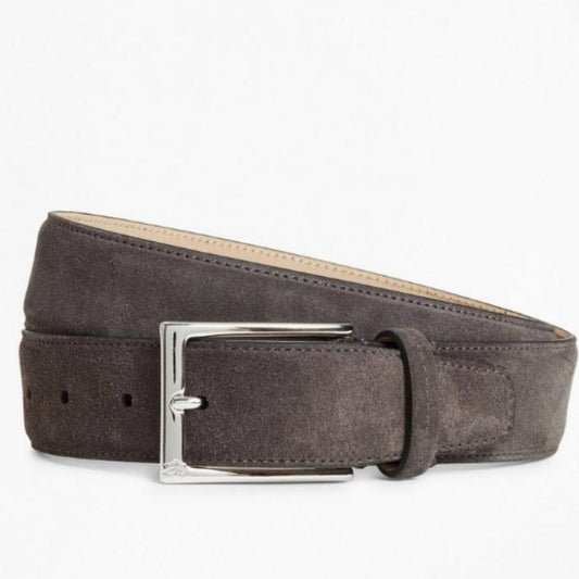 Brooks Brothers 1818 Suede Belt, Charcoal, 42