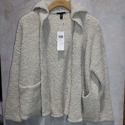 Eileen Fisher Wool Blend Boucle Hooded Cardigan In Mpoat, Small NWT!
