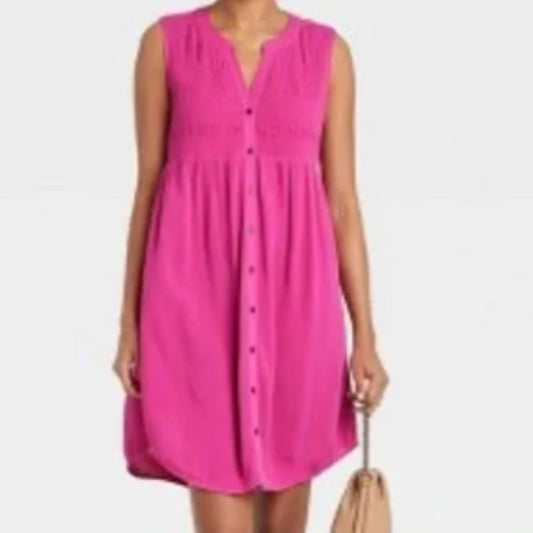 Women's Sleeveless Smocked Button-Down Dress - Knox Rose, Berry Punch, Various